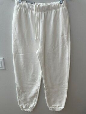 Garage Ultra Fleece Boyfriend Joggers White Sweatpants Wmn's Size M DEFECT NWT